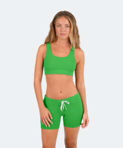 Women’s Kelly Green U-Back Longline Swim Top – Supportive, Fully Lined, Recycled Fabric