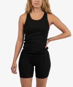 Women’s Black Ribbed Tank Top – Soft Pima Cotton Modal, Comfortable Fit