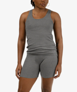 Women’s Heather Grey Ribbed Tank Top – Soft Pima Cotton Modal, Comfortable Fit