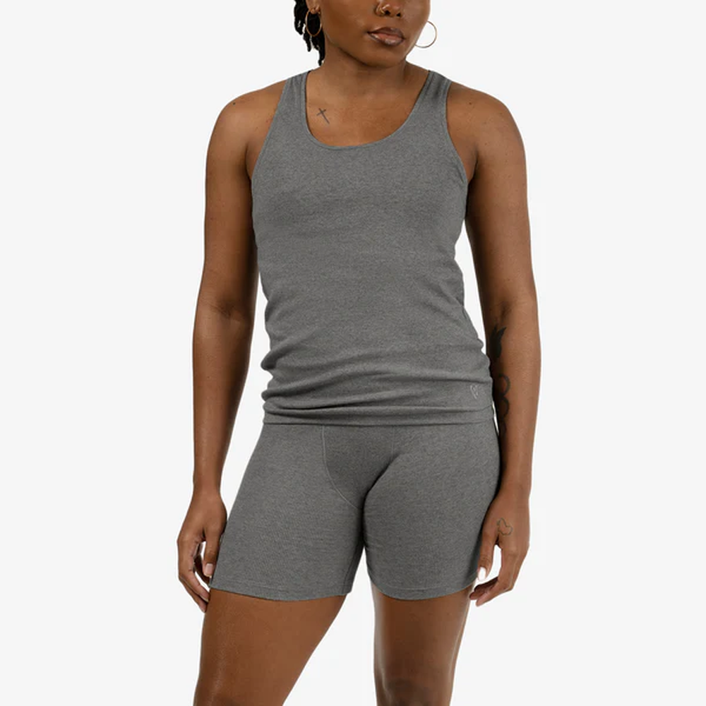Women’s Heather Grey Ribbed Tank Top – Soft Pima Cotton Modal, Comfortable Fit