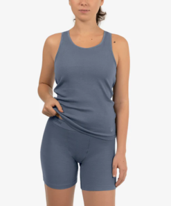Women’s Steel Blue Ribbed Tank Top – Soft Pima Cotton Modal, Comfortable Fit