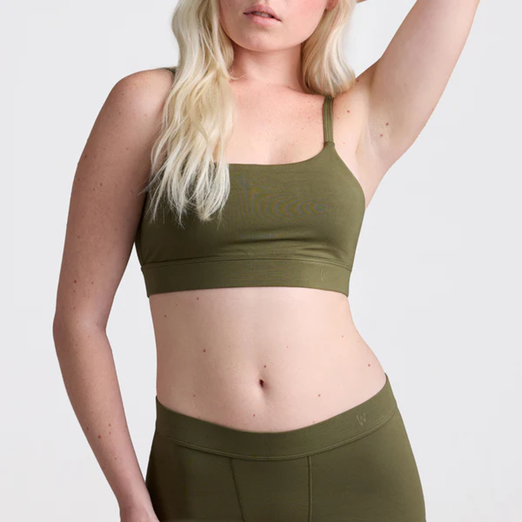 Women’s Luxe Seamless Bralette – Olive | Soft Lightweight Support Bra with Adjustable Straps